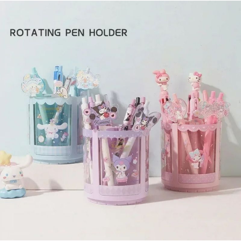 

ROTATING PEN HOLDER SANRIO MINISO CINNAMOROLL KUROMI MY MELODY STORAGE TEMPAT BOLPOINT PULPEN PENSIL PUTAR ATK STATIONERY LUCU CUTE IMUT KAWAII MEJA BELAJAR KERJA JADI RAPI