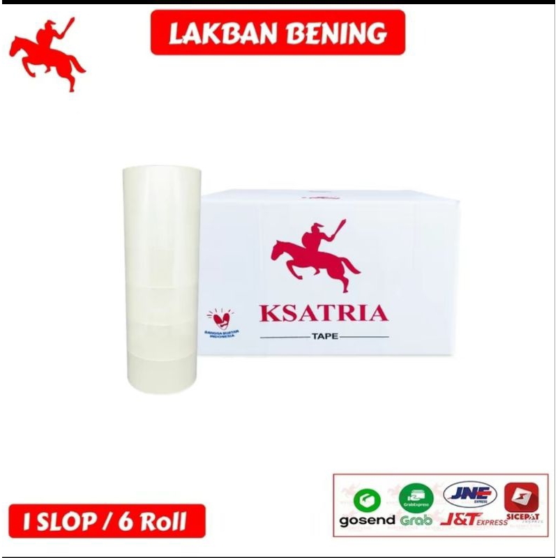 

LAKBAN OPP TAPE/ LAKBAN BENING KSATRIA TAPE 45 x 80 YEARD PERSLOP ISI 6 PCS