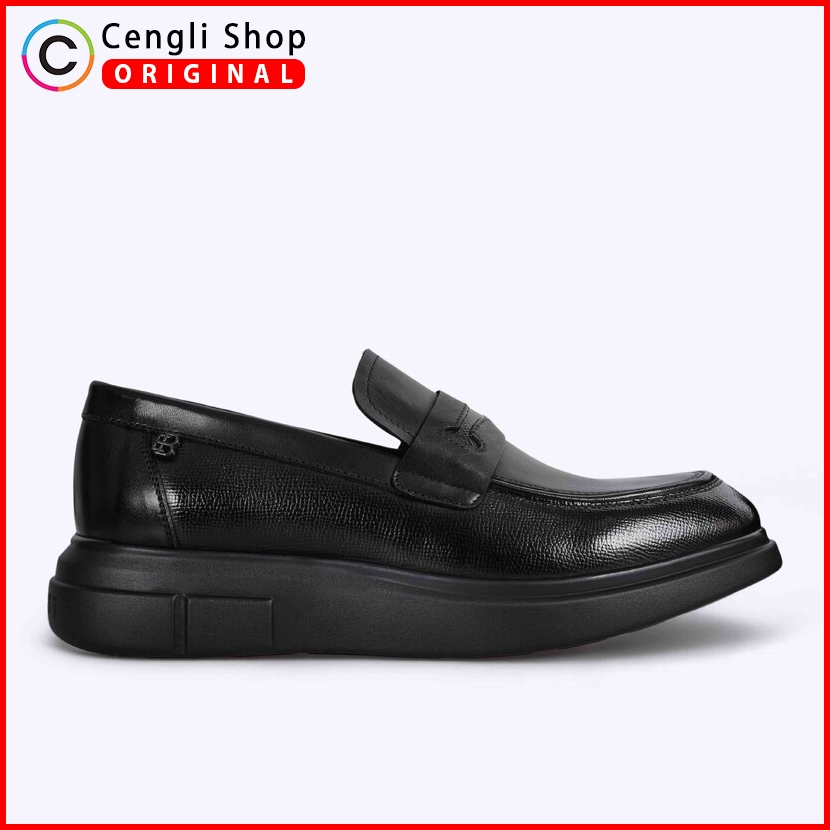 EVERBEST SEPATU PANTOFEL KULIT PRIA KERJA KANTOR FORMAL BRANDED ORIGINAL ASLI ORI HITAM BLACK EM45