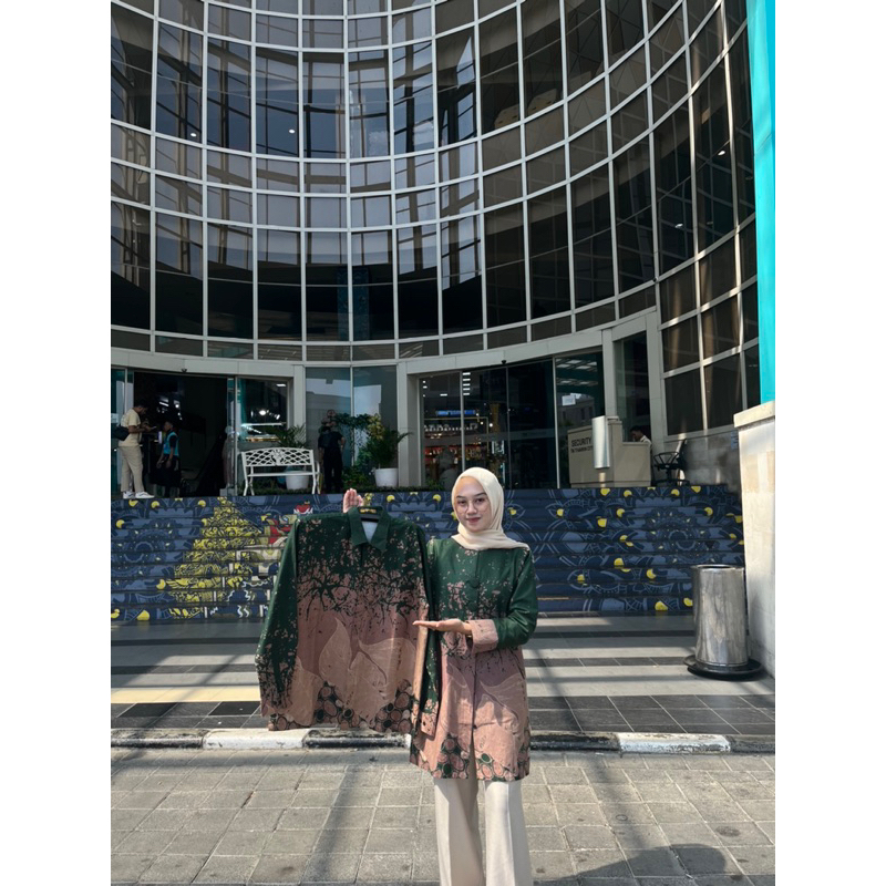 Batik Couple Hijau Botol Full Lapisan Tricot