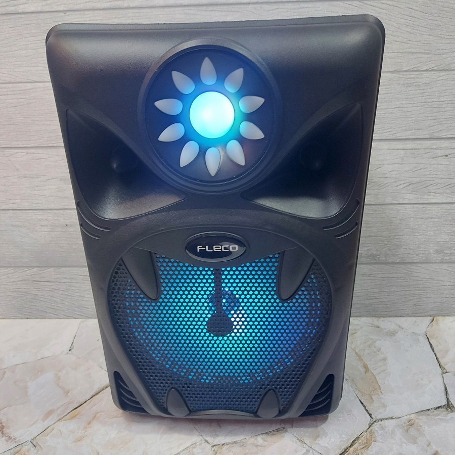 Speaker Karaoke Bluetooth Fleco F 8816 Speaker Bluetooth Komplit | PORTABLE 8.5 INCH FREE MIC LAMPU