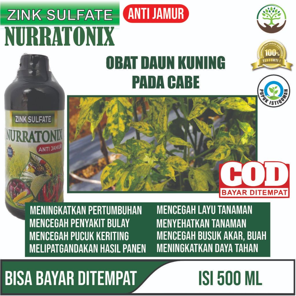 Obat Virus Kuning Gemini & Keriting Daun Cabe, Terong, Kacang Panjang, Tomat dll, ZINK NURRATONIX AN