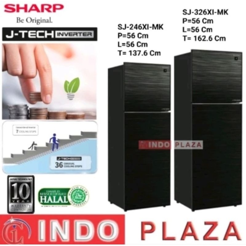 KULKAS SHARP 2 PINTU J-TECH INVERTER SJ-246XI-MK / SJ-326XI-MK