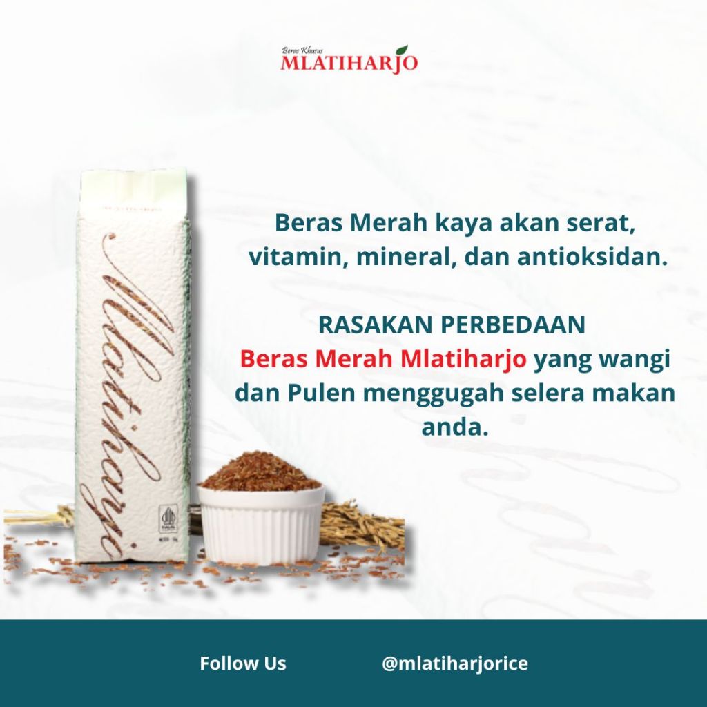 

Beras Merah sehat, Indeks Glikemik Rendah, Diet, Diabetes (Beras Khusus Mlatiharjo) 1 Kg