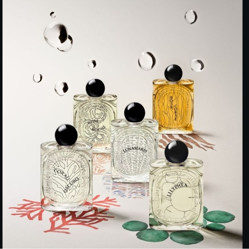 Diptyque (Lilyphea, Lunamaris, Bois Corse, Corail Oscuro, Rose Roche, Lazulio)