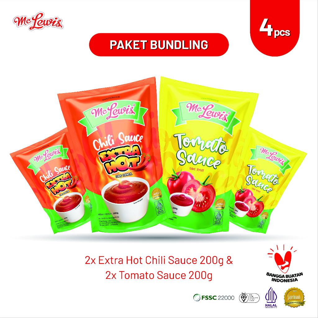 

[Paket Bundle] Mc Lewis Chili Extra Hot 200g 2 Pcs + Mc Lewis Tomato Premium 200g 2 Pcs