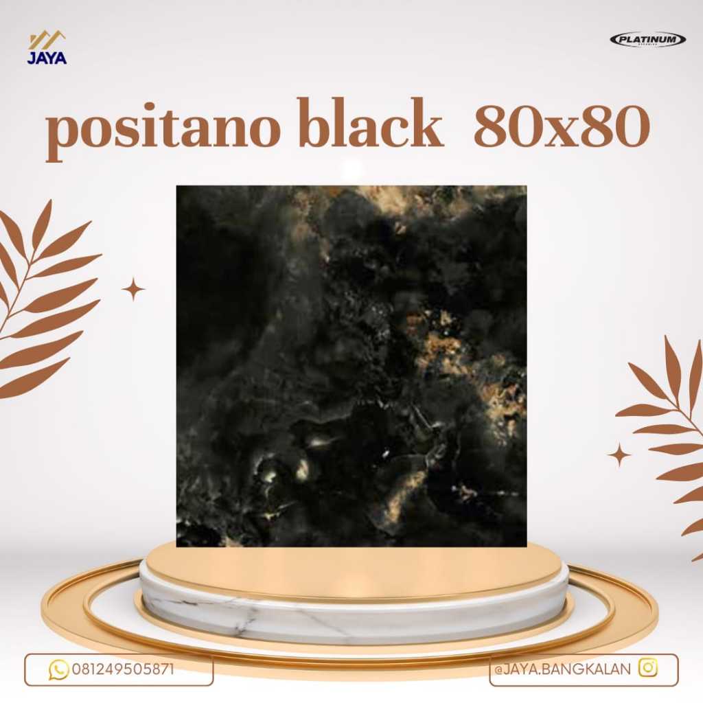 KERAMIK LANTAI GLOSSY POSITANO BLACK 80X80 PLATINUM