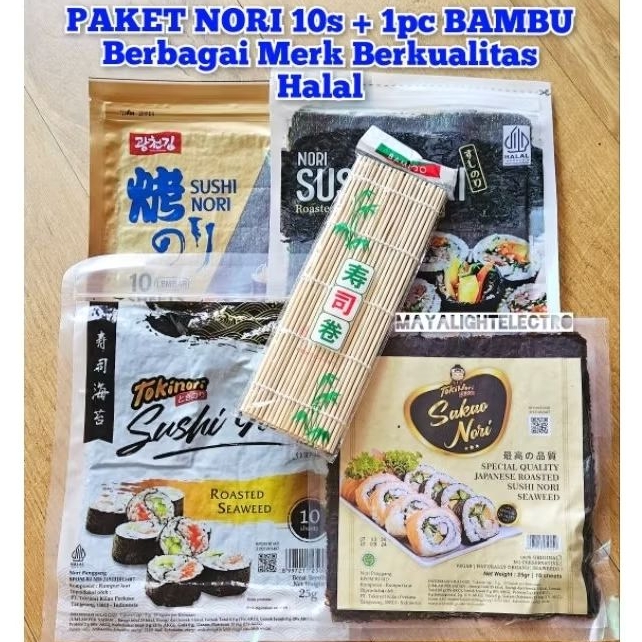 

Paket sushi nori 10 lembar + bambu sushi 1 nori rumput laut bento seaweed bamboo sushimat tikar penggulung halal murah kimbap seaweed nori rumput laut java sakao nori murah promo sale