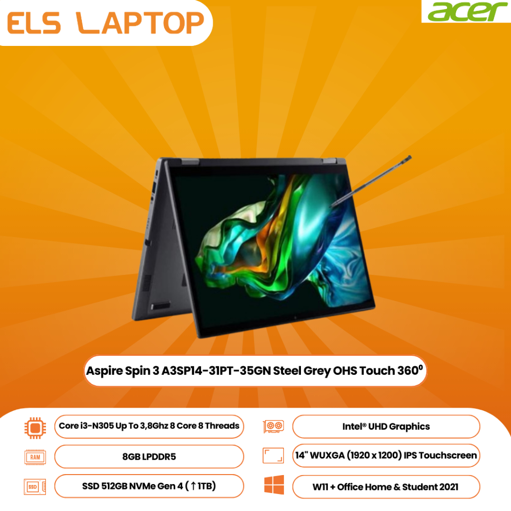 Acer Aspire Spin 3 A3SP14-31PT-35GN Steel Grey OHS Touch 360⁰