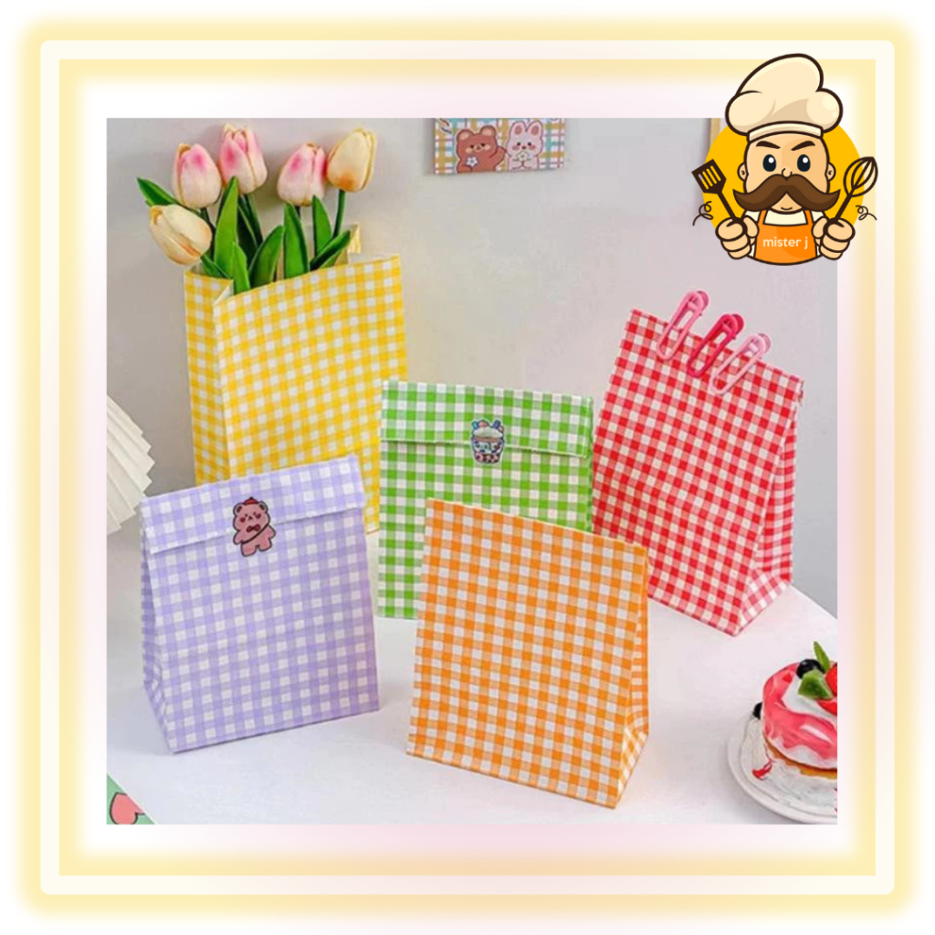 

Korean Paper Bag Gift Kado Snack Kue Kering ISI 10 - Cookies Candy Roti Tas Motif Kotak