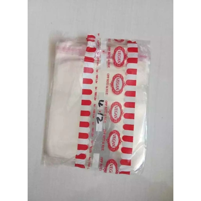 

PLASTIK OPP VEGAN SEAL LEM ROTI,SNACK,SOUVENIR ISI 100 PCS) UK 12x12