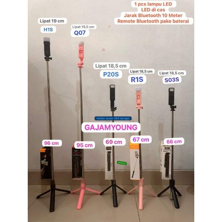 TRIPOD + TONGSIS WIRELESS/ TRIPOD+SELFIE STICK BLUETOOTH REMOTE CONTROL TRIPOD R1/ R1S/H1S/P20S/Q07