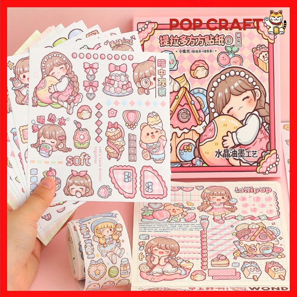 

PC Stiker Pack Dodogirl DIY Dekorasi Case HP Botol Sticker Journaling Cantik Edisi SNACK GIRL TLD139