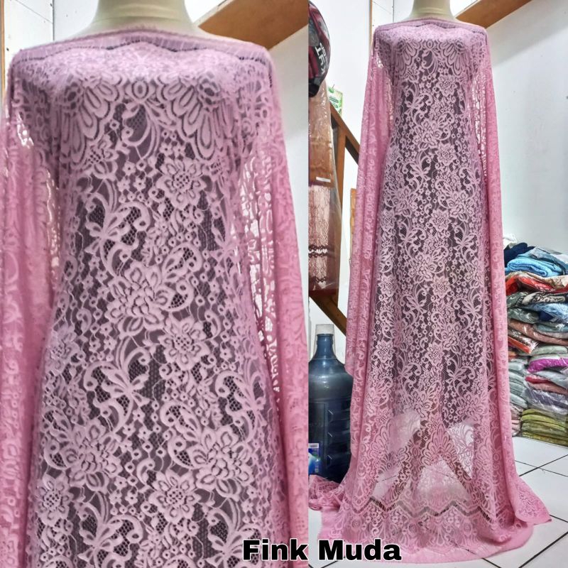RB1 Kain Brokat Semi Francis Cordneli Bahan Kebaya Modern Brokat Benang Timbul Brokat Halus
