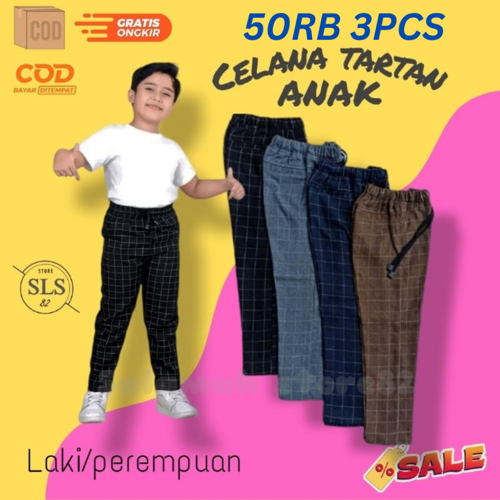 CELANA TARTAN ANAK LAKI-LAKI DAN WANITA USIA 4-7 TAHUN/CELANA PANJANG ANAK /CELANA KOTAK ANAK/CELANA