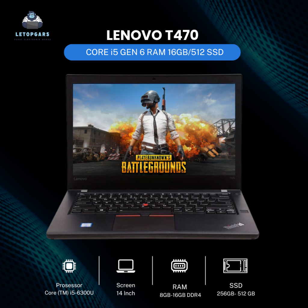 LAPTOP LENOVO T470 CORE i5 GEN 6 RAM 16GB/512 SSD