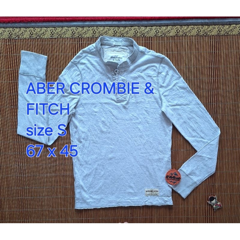 Baju Kaos ABERCROMBIE & FITCH Henley Neck Krah Sanghai Koko Abu