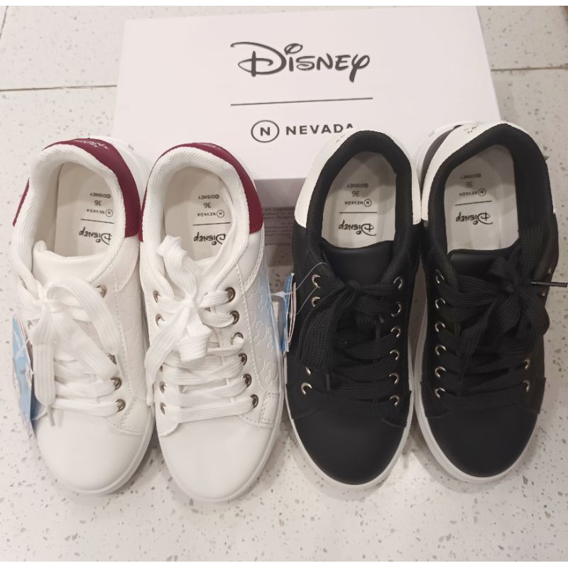 DISNEY NEVADA SEPATU KETS SNEAKERS CEWE WANITA SEPATU SPORTY DISNEY NEVADA SEPATU SPORT HITAM PUTIH