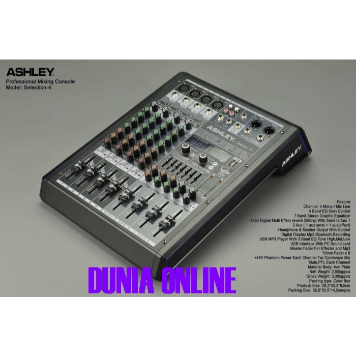 MIXER AUDIO ASHLEY SELECTION4 4 CHANNEL BLUETOOTH RECORDING ASHLEY SELECTION 4