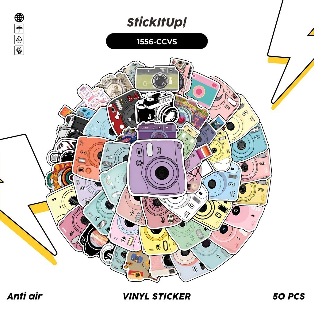 

COD✨ 100 Pcs Stiker Pack Camera Vector Lucu Aesthetic Vynil Waterproof untuk Freebies Sticker Buku Journal Casing HP Laptop