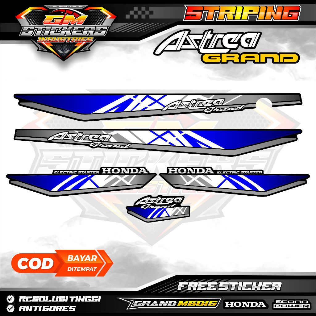 STRIPING VARIASI HONDA ASTREA GRAND BULUS ORIGINAL CUSTOM 1993 93 94 K92