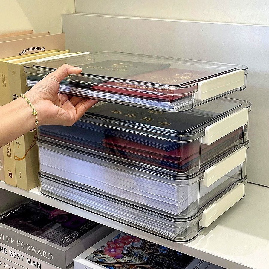 

Meriyah Storee - a4 paper file storage box exclusive organizer transparent Id storage box