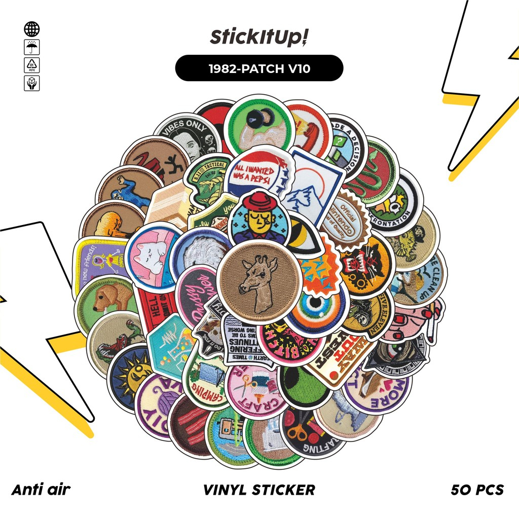

COD✨ 50 Pcs Stiker Pack PATCH V10 Lucu Aesthetic Vynil Waterproof untuk Freebies Sticker Buku Journal Casing HP Laptop