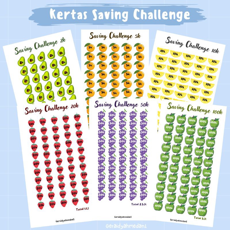 

Kertas Binder Saving Challenge A6
