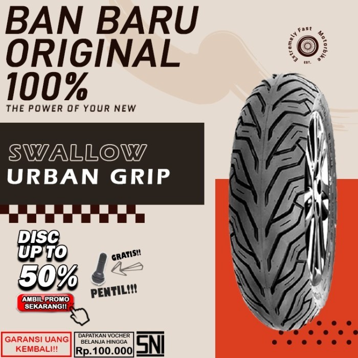Ban Motor Matic Tubeless Swallow Urban Grip Ring 12 Ban Motor Scoopy Freego Tubless Sepasang Ring 12