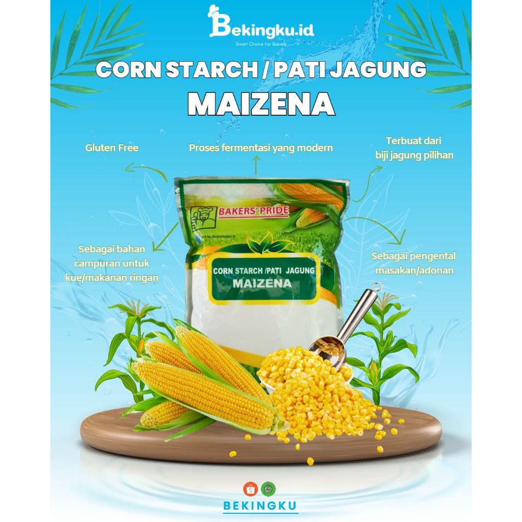 

Tepung Maizena Corn Starch Merk "Bakers Pride" Kemasan 1 Kg