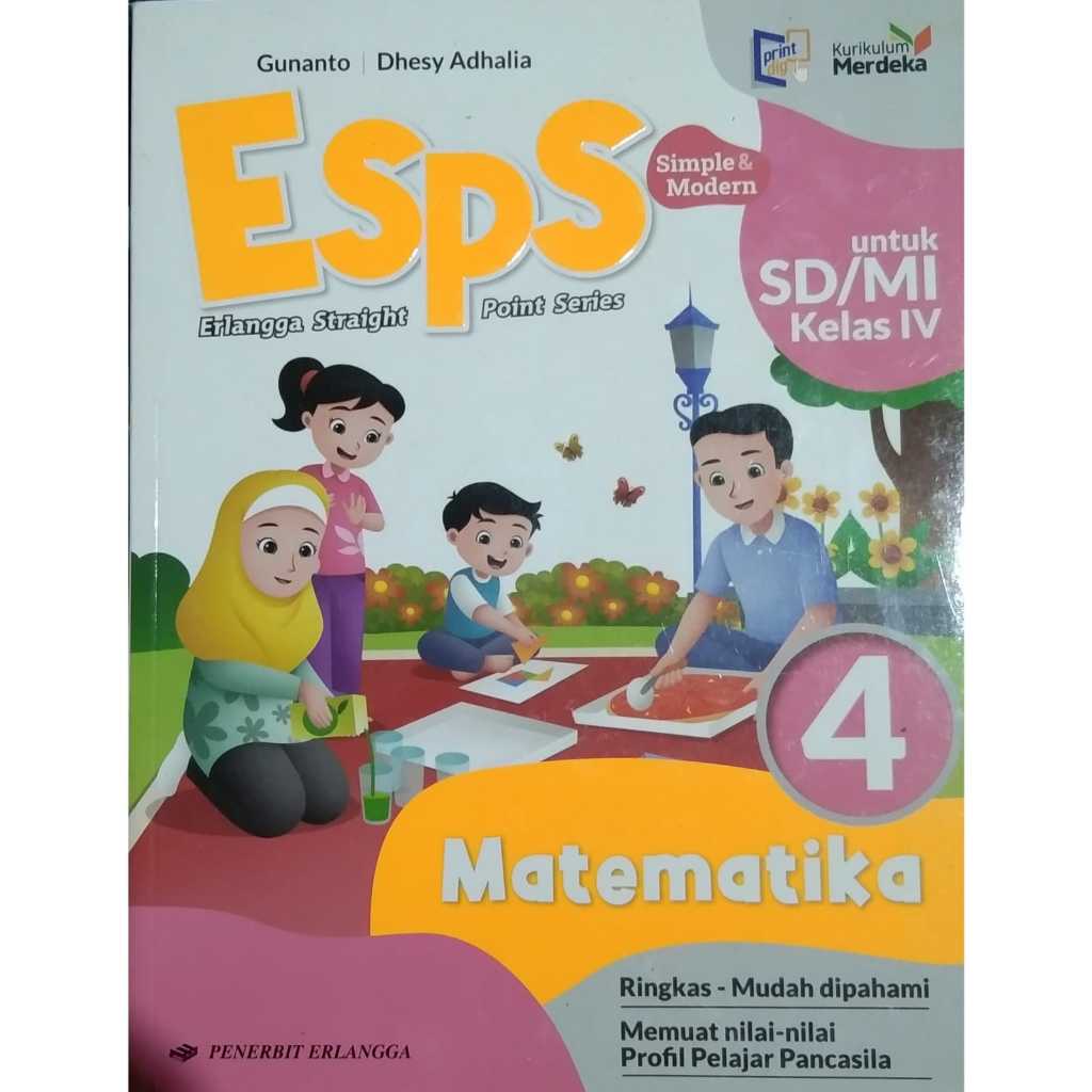 Buku Paket Esps Matematika Kelas 4 SD Kurikulum Merdeka penerbit erlangga