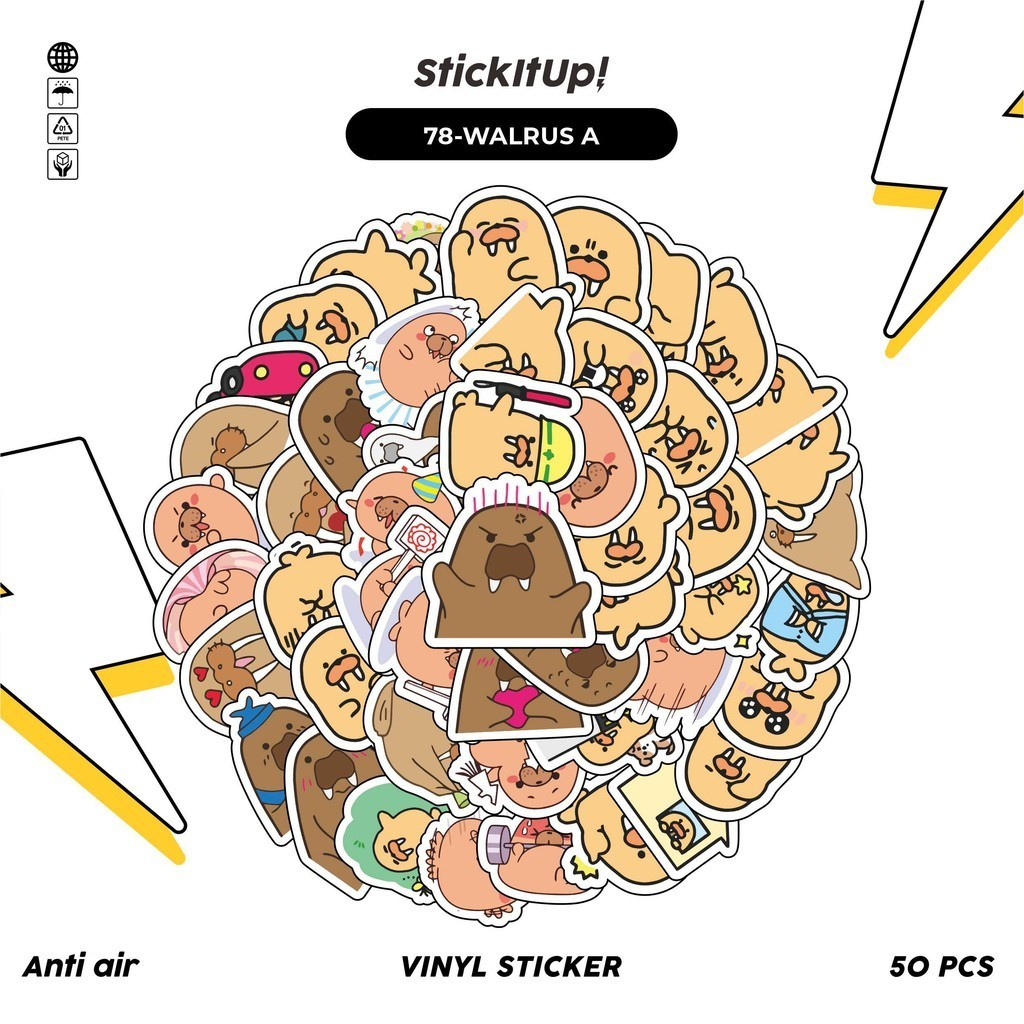 

COD✨ 50 Pcs Stiker Pack Graffiti Motif Kartun Hewan Walrus Lucu Lucu Aesthetic Vynil Waterproof untuk Freebies Sticker Buku Journal Casing HP Laptop