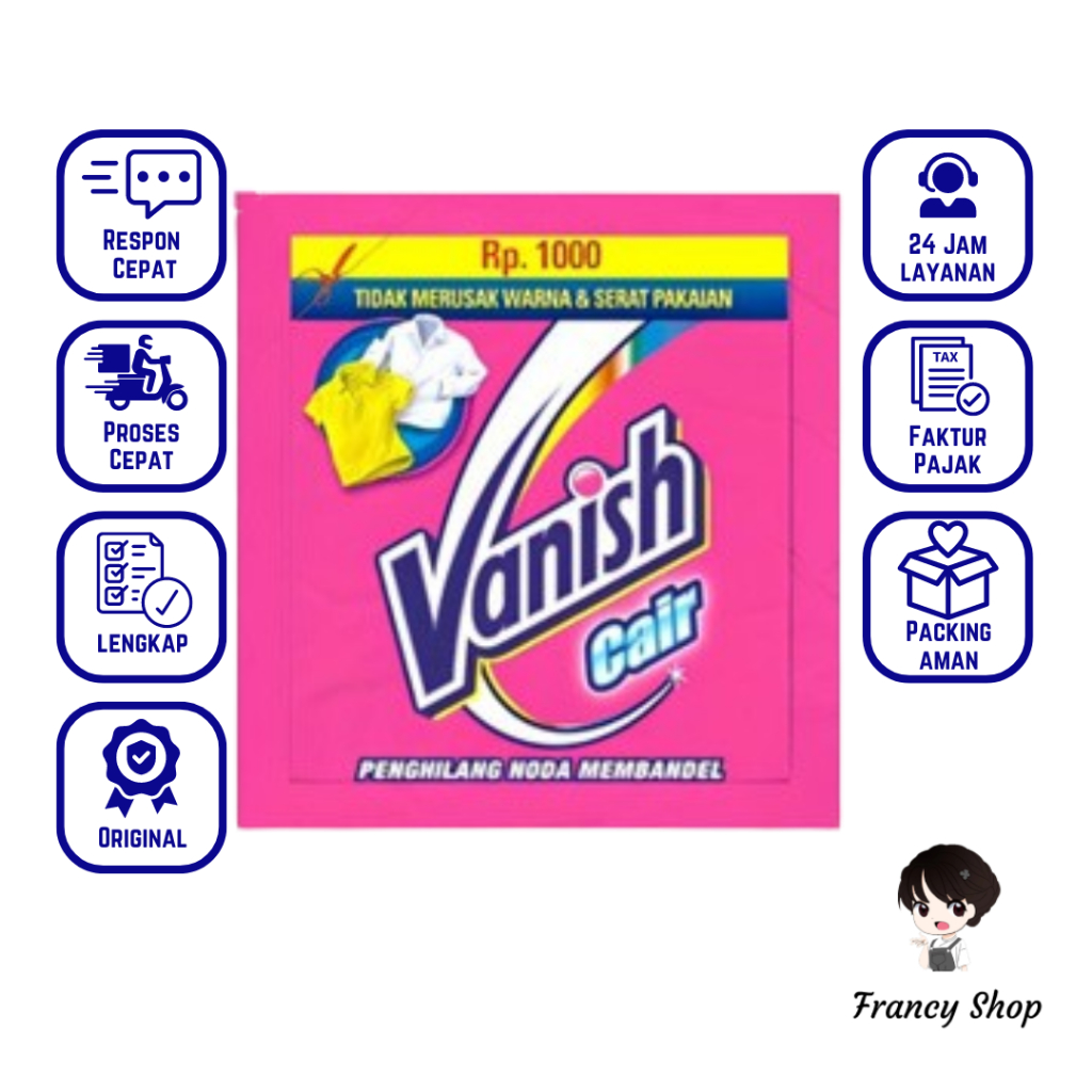 Penghilang Noda Pakaian Vanish Pink Cair Sachet 15 ml