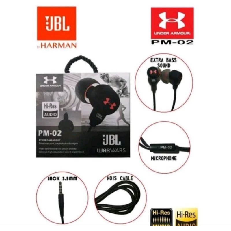 Handsfree Hi-Res AUDIO JBL PM Stereo-02 Headset atau Earphone Original