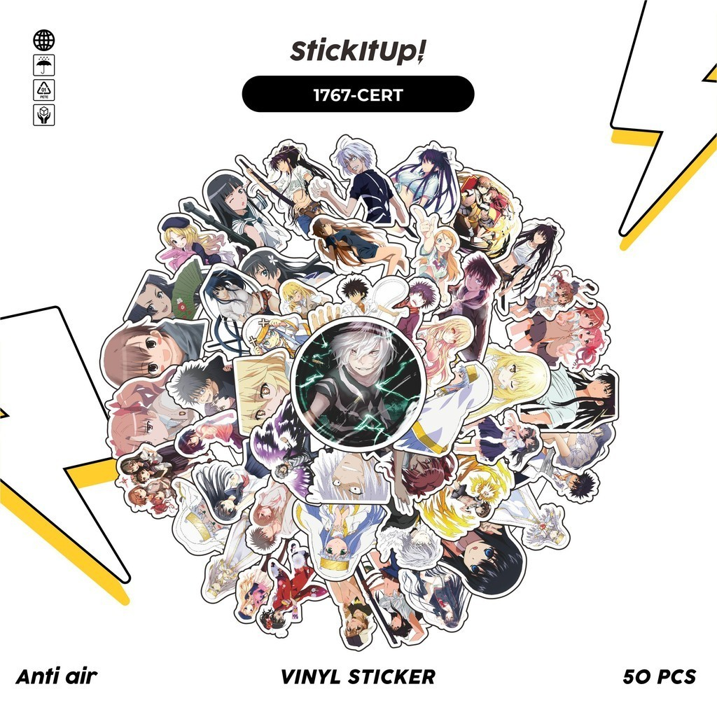 

COD✨ 50 Pcs Stiker Pack CERTAIN MAGICAL INDEX CHARACTER MIX Lucu Aesthetic Vynil Waterproof untuk Freebies Sticker Buku Journal Casing HP Laptop