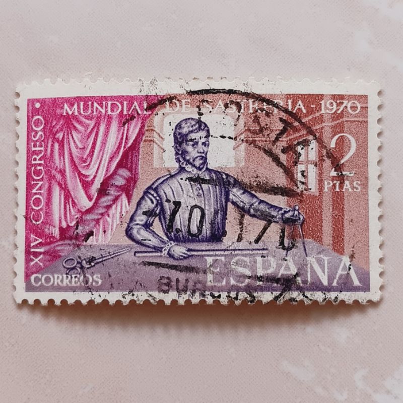 

(AD) Perangko Spanyol 1970 XIVth World Congress of Tailoring 2 peseta Used