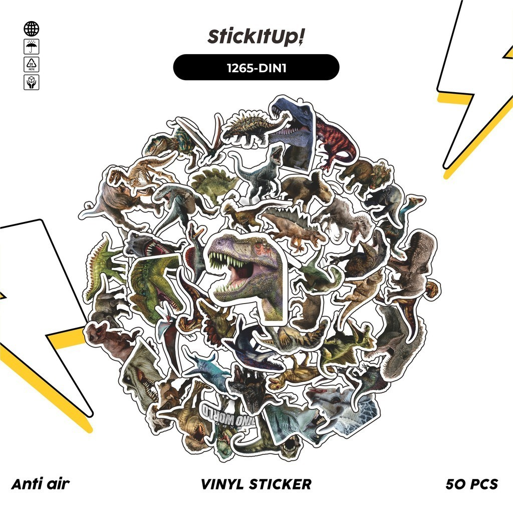 

COD✨ 100 Pcs Stiker Dinosaurus v2 Lucu Aesthetic Vynil Waterproof untuk Freebies Sticker Buku Journal Casing HP Laptop