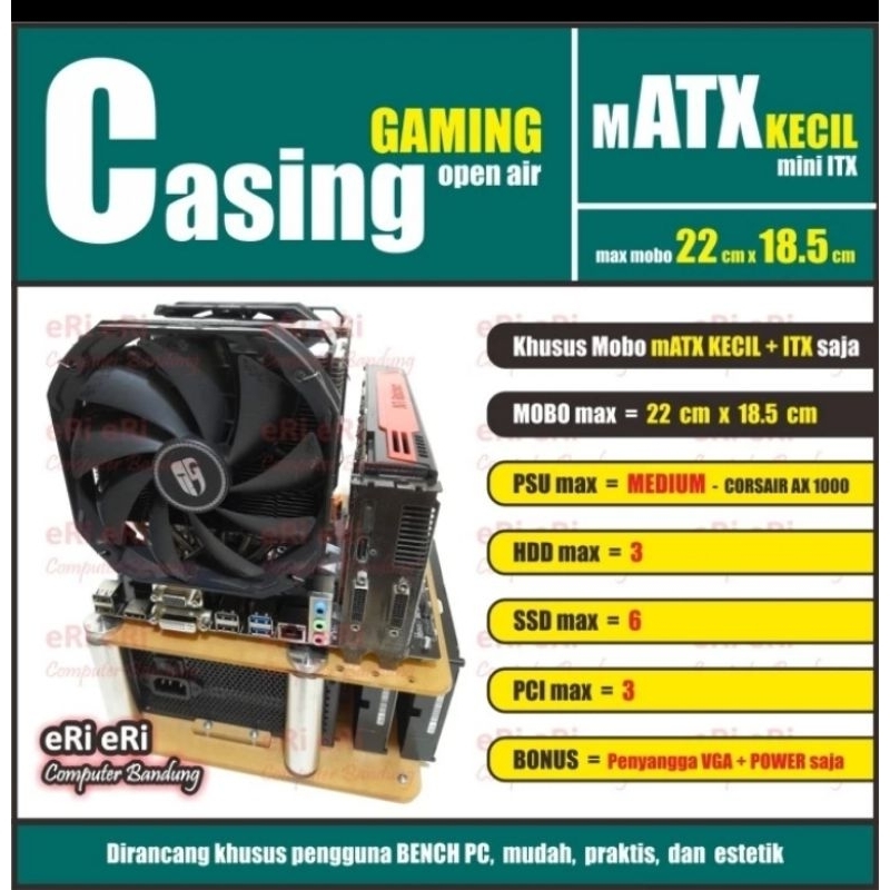 Khusus ITX saja / OPEN AIR BENCHTABLE PC CASE / Casing Komputer GAMING Akrilik Acrylic