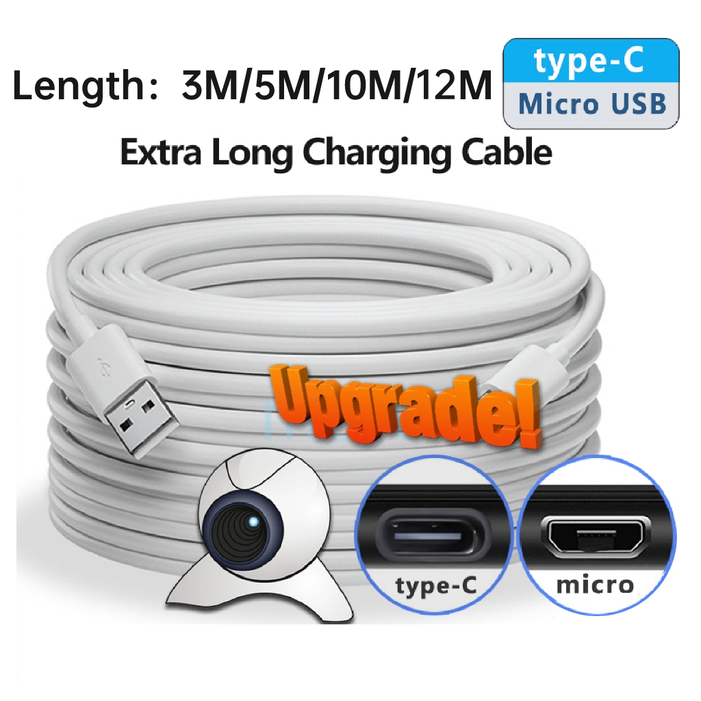Kabel Data Micro USB Charger 3 - 12 Meter Kabel Pengisian Cable Power Untuk Kamera Cctv IP Camera