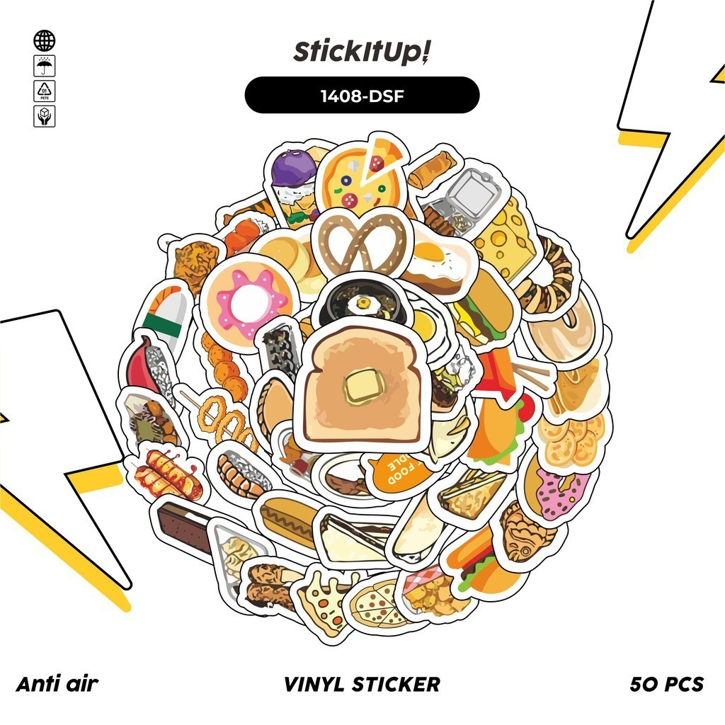

COD✨ 100 Pcs Stiker Pack Delicious Street Food v2 Lucu Aesthetic Vynil Waterproof untuk Freebies Sticker Buku Journal Casing HP Laptop