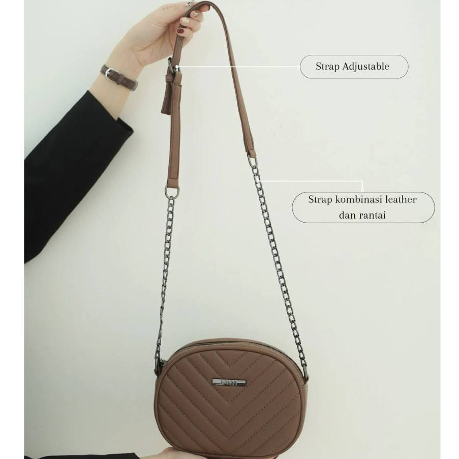 Tas selempang wanita tali rantai bahan syntetic leather amora bag by djisoo