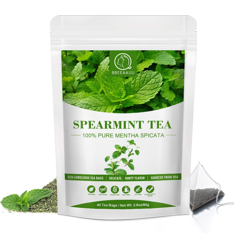 

BBEEAAUU Spearmint Tea Improve indigestion Enhance Memory Bloating Hormonal Balance Tea Bag Caffeine Free 40Bags