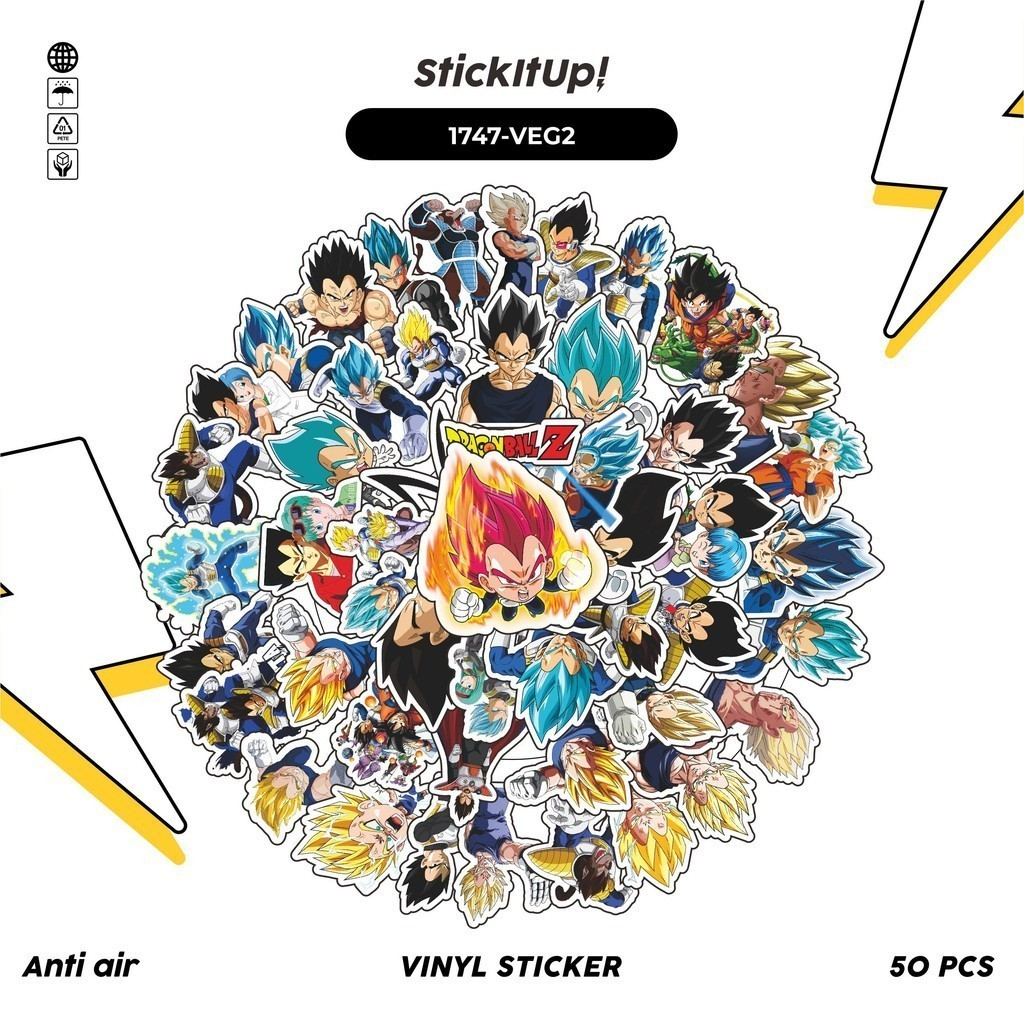 

COD✨ 50 Pcs Stiker Pack DRAG0NBALL CHARACTER PRINCE VEGETA 02 Lucu Aesthetic Vynil Waterproof untuk Freebies Sticker Buku Journal Casing HP Laptop