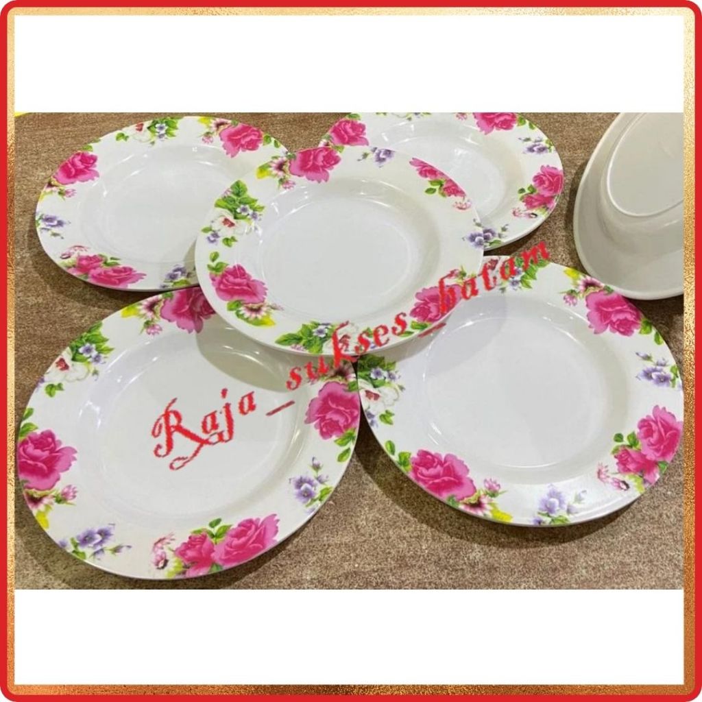 PIRING MELAMIN 9 INCH MOTIF PIRING MELAMIN TEBAL 12 PCS 1 LUSIN BATAM