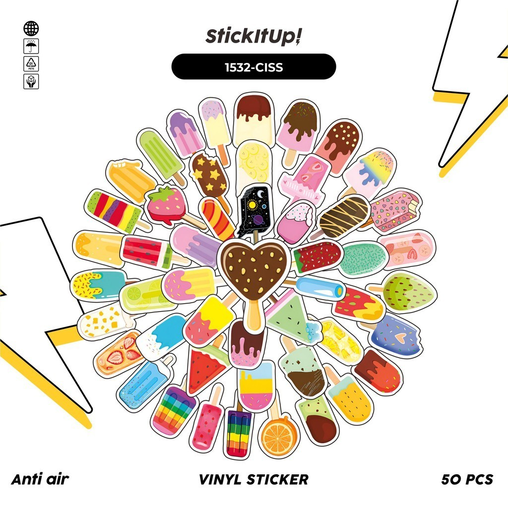 

COD✨ 100 Pcs Stiker Pack Cute Ice Cream Lucu Aesthetic Vynil Waterproof untuk Freebies Sticker Buku Journal Casing HP Laptop