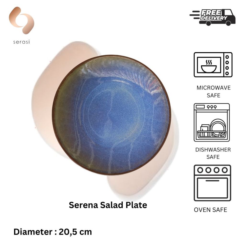FS SERENA BLUE PLATE - DINNER SALAD DESERT PLATE PIRING SERBAGUNA