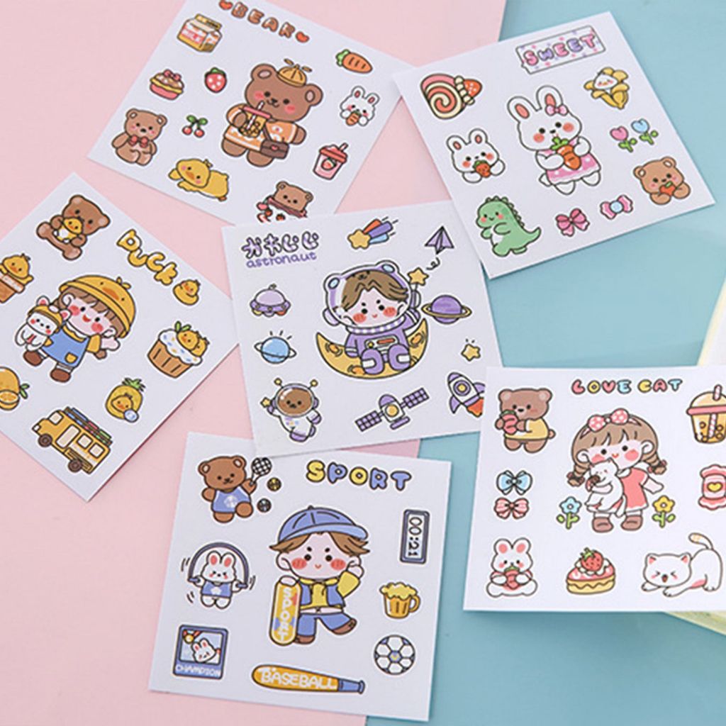 

Transparent Kawaii Cute Girl Stickers Cute Tear-resistance Luar biasa Album Botol Air Kasus Telepon