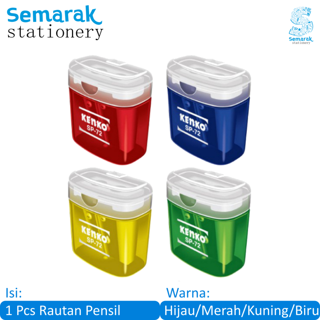 

Kenko SP-72 Sharpener Serutan Pensil - Hijau / Merah / Biru / Kuning