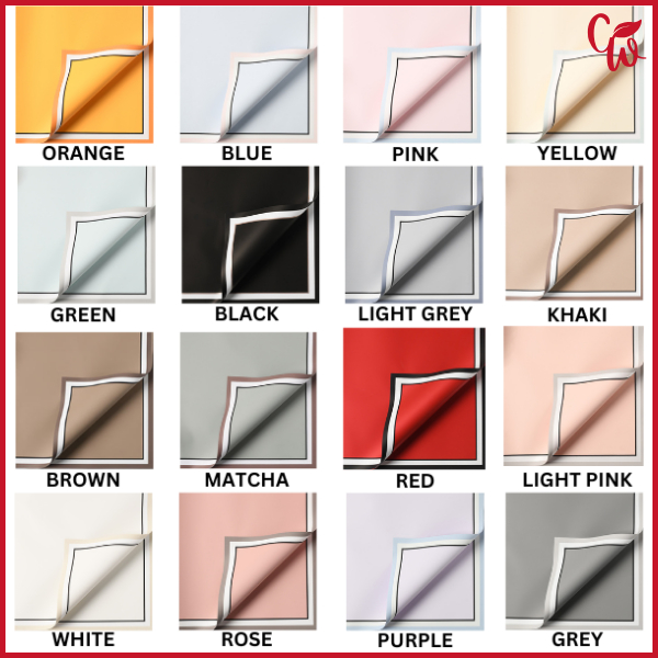 

20 Lembar Kertas Buket Line Color Frame Flower wrapping paper Cellophane 2 Garis Warna KB6102