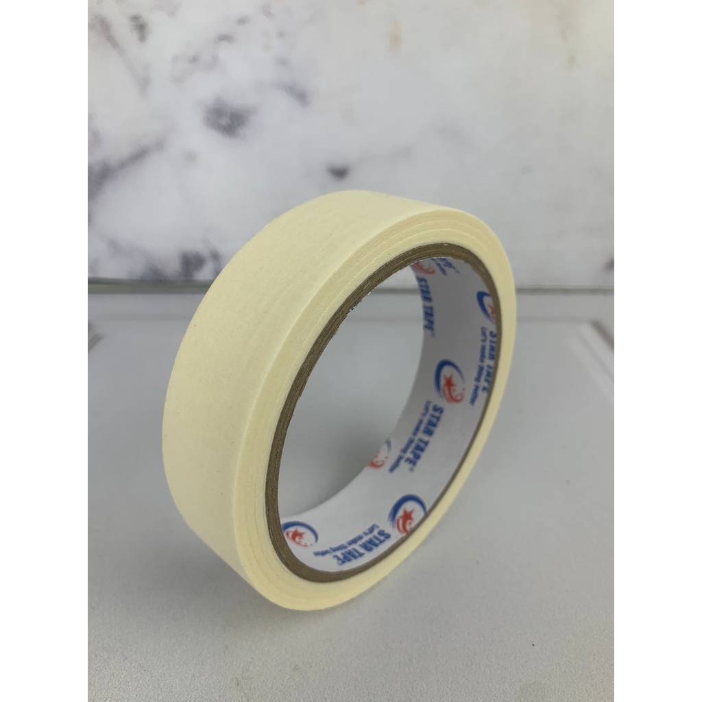 

Masking Tape / Plakban Kertas Lakban Kertas Startape Warna Putih Cream Ukuran 24x20 Yard
